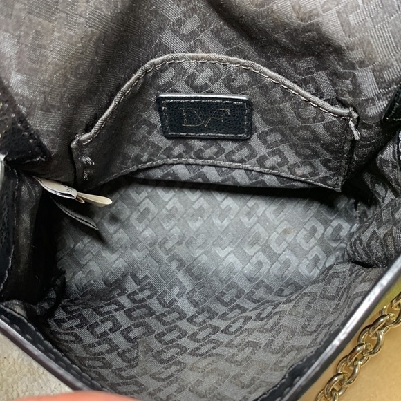 Diane Von Furstenberg 440 Black Leather Micro Mini Exotic Print Bag Chain Strap - Picture 7 of 16